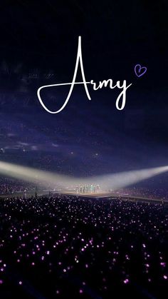 an artistic photo with the word army on it's side and lights in the background