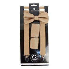 Taupe Men's Suspenders, Tooth Box, Suspenders Men, Suspenders Set, Pre Tied Bow Tie, Tie And Pocket Square, Pocket Square, Suspenders, Bow Tie