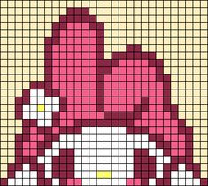 an image of a pixel art piece with pink and white squares in the shape of hearts