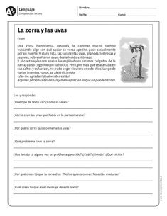 a spanish language worksheet with an image of a man standing under a tree