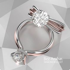 a diamond ring on top of a white and gray background with the words bez ambar