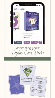 an image of a cell phone screen with the text, managing tools digital card decks