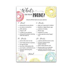 what's on your phone? doughnuts game with question card for kids