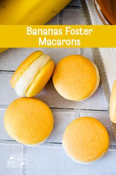 banana fosterer macarons are sitting on a table