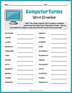 a computer worksheet with words and pictures