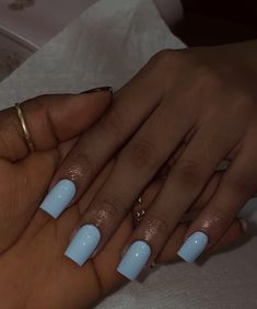 Basic Colorful Nails, Soild Nails Colors Summer, Basic One Color Nails, Nails With One Color, Nails Acrylic One Color, Solid Color Square Nails, Shirt Square Nails, Baby Blue Nails Short, Plain Colored Nails