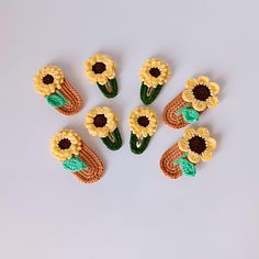 Add a touch of sunshine to your accessories with our comprehensive Crochet Sunflower Hair Clips PDF Pattern! This detailed pattern offers easy-to-follow instructions for creating beautiful, simple, and lovely sunflower hair pins. Perfect for girls of all ages, these hair clips are stylish and versatile, making them ideal for daily wear or special occasions. This pattern is suitable for all skill levels, from beginners to advanced crocheters. Download the PDF now and start crafting your own stunn Simple Sunflower, Sunflower Hair, Sunflower Crochet, Crochet Size, Crochet Sunflower, Pattern Simple, Crochet Simple, Crochet Hair, Crochet Hair Styles