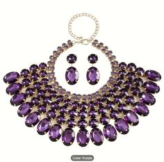 Handmade Item Details: Mosaic Material: Rhinestones The Main Material: Artificial Crystal Plating: Other Style: Luxury,Party Occasion: Wedding Occasion,Banquet Occasion Seasoon: All fit Holiday: None Item ID: HA117845 Purple Costume Jewelry For Wedding, Purple Crystal Jewelry Set For Party, Purple Rhinestone Necklace For Wedding, Purple Rhinestone Wedding Necklace, Elegant Purple Jewelry With Bling, Elegant Crystal Jewelry, Luxury Party, Crystal Jewelry Sets, Necklace And Earrings