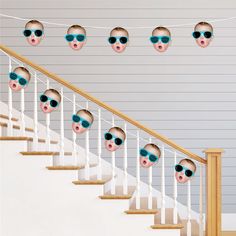 a set of stairs with blue sunglasses on them