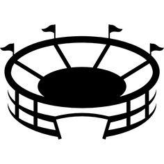 a black and white image of a round object with flags on it's sides