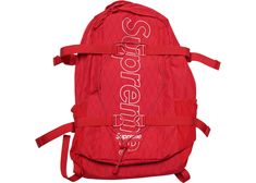 Check out the Supreme Backpack (FW18) Red available on StockX Comme Des Garcons Jacket, Supreme Backpack, Fall Board, Supreme Accessories, Supreme Bag, Red Backpack, Fresh Outfits, Carry On Suitcase, Red Design