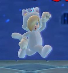 an image of a nintendo wii game character in the air with his arms out and feet up