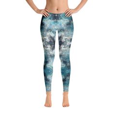 Stylish, durable, and a hot fashion staple. These polyester/spandex leggings are made of a comfortable microfiber yarn, and they'll never lose their stretch.  * Fabric: 82% polyester, 18% spandex * Fabric weight: 6.78 oz/yd² (230 g/m²) (weight may vary by 5%) * UPF 50+ * Made of a microfiber yarn, which makes the item smooth and comfortable * Four-way stretch fabric that stretches and recovers on the cross and lengthwise grains * Elastic waistband * Overlock and coverstitch * Blank product components in the US and Mexico sourced from China * Blank product components in the EU sourced from China and Lithuania This product is made especially for you as soon as you place an order, which is why it takes us a bit longer to deliver it to you. Making products on demand instead of in bulk helps re Lightning Cloud, Cloud Pattern, Kids Leggings, Pattern Leggings, Clouds Pattern, Legging Outfits, Spandex Leggings, Leggings Pattern, Womens Leggings