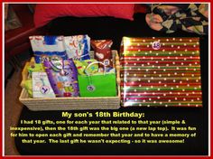 a birthday card with presents on the table