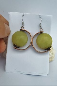 #nefrite #jewelryset for #rawcrystals lovers #etsyshopowner #etsysale #etsy #etsyjewelry #etsyshop Nature-inspired Round Jade Jewelry, Green Copper Round Jewelry, Handmade Amber-colored Jade Jewelry, 7th Wedding Anniversary, Nephrite Jade, Etsy Sales, Hammered Copper, Green Gemstones, Copper Earrings