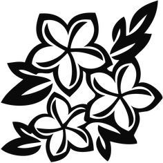 a black and white drawing of flowers with leaves on it's petals are arranged in the shape of a flower