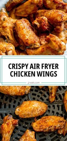 crispy air fryer chicken wings on a grill with the words crispy air fryer chicken wings