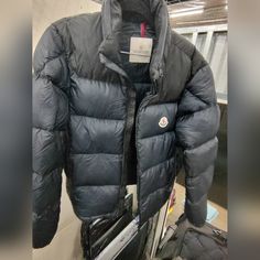 Moncler Down Jackets Peuplier Dark Navy Men's Size 1/ Small In Us. Great Condition. Only Worn A Couple Times. Designer Black Puffer Outerwear, Designer Black Winter Outerwear, Designer Black Outerwear With Padded Collar, Designer Black Outerwear For Outdoor, Navy Man, Moncler Jacket, Down Jackets, Dark Navy, Down Jacket