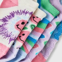 Let your kid stay cheerful and comfy all day long with Girls' 7pk Smiley No Show Socks by Cat & Jack™. Made with a lightweight blend of polyester and spandex, these no show socks provide a snug fit and extra support with banded cuffs. Each pack includes 7 adorable pairs of socks featuring smileys, colorful patterns, and designs. Perfect for your kid's everyday adventures, each pair can be machine washed and tumble dried for easy maintenance. Cat & Jack™: Classics with an imagination of their own Playful Super Soft Multicolor Socks, Playful Multicolor Super Soft Socks, Playful Super Soft Socks For Playtime, Cat Socks, Colorful Patterns, Everyday Adventures, Shipt Shopper, No Show Socks, Comfy Fits