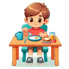 Breakfast Cartoon, Cartoon Png Transparent, Clipart Boy, Healthy Eating Breakfast, Eating Breakfast, Kids Plates, Cartoon Png, Family Eating, Cartoons Png