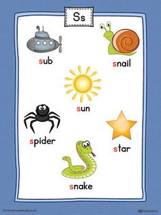 the letter s worksheet with pictures and words for children to learn how to spell