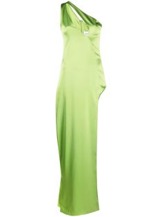 Floor-length Green Maxi Dress With Side Slits, Chic Green Maxi Dress With Side Slits, Green One-shoulder Floor-length Evening Dress, Green One Shoulder Floor-length Evening Dress, One Shoulder Green Dress With Side Slits, Green Asymmetrical Evening Maxi Dress, Green One-shoulder Dress With Side Slits, Green Maxi Dress With Side Slits For Evening, Maxi Dres