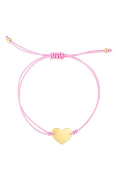 A shining 14K gold heart gleams at the center of this adorable slider bracelet. 14K gold heart station and cord slider bracelet. Sliding clasp. Approx. 9.25" adjustable length. Imported Bracelets Business, Slider Bracelet, Keep Jewelry, Gold Heart, Heart Of Gold, Womens Jewelry Bracelets, Sliders, Nordstrom Rack, Rush