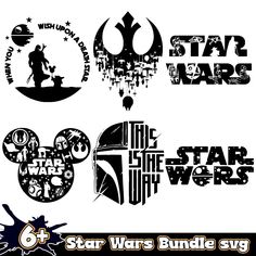 the star wars bundle includes logos, emblems and stickers for each character in this set