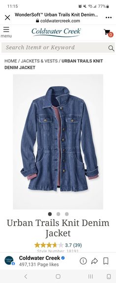 Knit Denim, Fall Jackets, Denim Jacket, Knitting