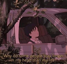 an anime scene with the caption why do some people stay longer in my head than my life?