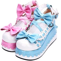 New Lolita shoes round head bow love buckle sponge cake platform shoes · Dream castle · Online Store Powered by Storenvy Pastel Jewelry, Platform Creepers, Adorable Clothes, Kawaii Shoes, Funky Shoes, Womens Pumps, Princess Shoes, Cosplay Shoes, High Heel Wedges