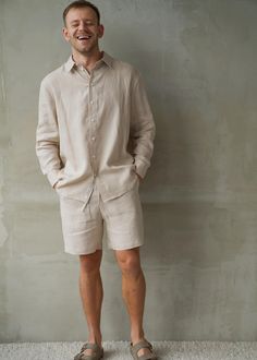 These classic linen shorts are must-have for all seasons. Made from softened European linen, it feels amazing on your skin. Shorts are super versatile--perfect for the office, the beach, or a casual stroll in the city. Its relaxed fit makes it easy to pair with anything, and it always looks classy, elegant, and modern. Whether you wear it on its own or layer it, these shorts is your go-to for a timeless and refined look. DETAILS:  - Loose Fit - Lightweight and breathable - High quality - Various Mens Linen Shorts, Shorts Linen, Men Classic, Linen Clothing, Mens Linen, Men Beach, Hot Iron, Shorts For Men, European Linens