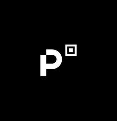 the letter p is made up of squares and rectangles in white on black