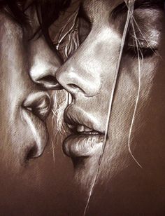 a drawing of two people with their faces close to each other and the words instagram on