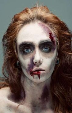 30+ Pretty Ghost Makeup Ideas for Halloween Fruma Sarah, Zombie Painting, Halloween Makeup Skull, Halloween Zombie Makeup, Zombie Make Up, Ghost Makeup, Zombie Prom