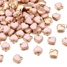 PRICES MAY VARY. Size: about 8mm long, 7.5mm wide, 2.5mm thick, hole: 1.5mm. Package including 100pcs of light gold enamel heart shape pendants. They are small charms perfect for bracelet, necklace dangling making. Made of quality enamel & alloy. These gold plated enamel heart charms are fashion, creative, exquisite and classical design. Which can be applied in all kinds of decoration. Like necklace, dangle, bracelet, keychain, keyring, sweater chain, anklet, cellphone decorative and more! Great Affordable Metal Beads Jewelry For Jewelry Making, Affordable Costume Jewelry With Charms, Dangle Bracelet, Permanent Jewelry, Jewelry Making Bracelet, Enamel Beads, Craft Jewelry, Small Charms, Bracelet Ideas