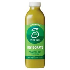 an invigorate juice bottle on a white background