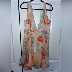 Beautiful Abercrombie Dress, Brand New With Tags. Size Large Tall, Zipper Closure With A Tie Across The Back. Open To Offers Pet Friendly Smoke Free Home White Sundress For Spring Party, White V-neck Sundress For Casual Wear, White Sundress Midi Dress For Cocktail, Spring Floral V-neck Dress Lined, White Lined Spring Dress, Spring White Lined Dress, White Lined Dress For Spring, White Floral Summer Dress For Party, Summer A-line Floral Cocktail Dress