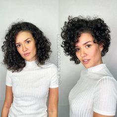 Curly Asymmetrical Bob, Short Curly Crochet Hair, Hairstyles For Short Curly Hair, Haircuts Curly, Loose Curly Hair, Short Wavy Haircuts, Curly Undercut, Curly Pixie Hairstyles, Short Curly Pixie