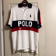 Men’s Ralph Lauren Polo Shirt Classic Fit Never Worn 100% Cotton Color: White Multi White Long Sleeve Polo Shirt For Summer, White Long Sleeve Summer Polo Shirt, Casual White Long Sleeve Polo Shirt, White Long Sleeve Casual Polo Shirt, Casual White Collared T-shirt, White Sporty Polo Collar Shirt, Sporty White Polo Collar Shirt, Casual White Polo Collar Top, White Casual Polo Collar Shirt