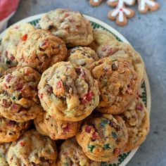 a white plate topped with cookies on top of a table