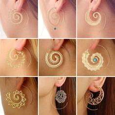 Trendy Gold Silver Color Round Spiral Earrings For Women Brinco Earings Oorbellen Hoop Earrings Alloy Pendientes EarringModel Number:32947217263 Indian Hoop Earrings, Hoop Earrings Style, Spiral Earrings, Hoop Earring Sets, Ethnic Earrings, Color Plata, Color Dorado, Indian Jewellery, Round Earrings