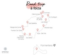 the road trip map for la ibiza, with locations marked in red and white