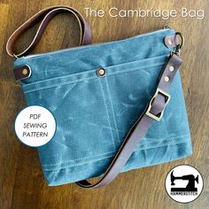 the cambridge bag sewing pattern is shown with instructions to make it and how to sew