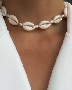 Acssesories Ideas, Diy Earrings Materials, Diy Fabric Jewellery, Shell Choker, Seashell Jewelry