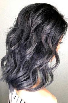 Silver Ombre Hair Looks For Ladies Who Prefer Cooler Tones ★ Balayage Hair Grey, Silver Ombre Hair, Grey Hair Color Silver, Colored Hair Tips, Balayage Hair Dark, Silver Grey Hair, Brunette Balayage Hair, Balayage Hair Blonde