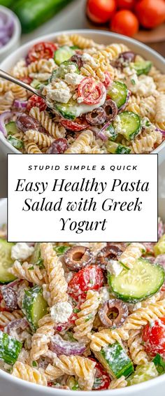 Image for Easy Healthy Pasta Salad with Greek Yogurt Pasta Salad With Edamame, Pasta Salad Recipes Kid Friendly, Whole Grain Pasta Salad, Pasta Salad Without Mayonnaise, Greek Yogurt Pasta Salad, Pasta Salad Recipes No Meat, Light Pasta Salad Recipes, Healthy Pasta Salad Dressing, Low Cal Pasta Salad