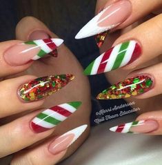 # Holiday Nails Nail Noel, Nail Art Noel, Long Nail Art, Stiletto Nail Art, Christmas Nails Easy, Stiletto Nails Designs, Christmas Nail Art Designs, Christmas Nails Acrylic, Super Nails