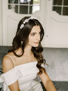 Ideal for the romantic bride-to-be, our 'Bianca' tiara is made of sparkly porcelain blossoms | wedding inspo, wedding hair, bridal hair styles, bridal hair accessories, bridal headpieces, headpieces for brides, bridal tiara, bridal crown,bridal hair ideas,romantic wedding,women's jewelry and accessories,romantic bride,romantic bride, floral tiara, floral headpiece, porcelain accessories,pearl accessories,floral crown,bridal hair and makeup,wedding hair inspo #bridaltiara #bridetobe Veil Or No Veil, Veil Crown, Hair Veil, Demetrios Bridal, Crystal Bridal Headband, Floral Tiara, Romantic Aesthetic, Beautiful Tiaras, Romantic Bride