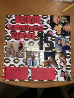 a poster with pictures and words on it that says tonight you're the queen take shot